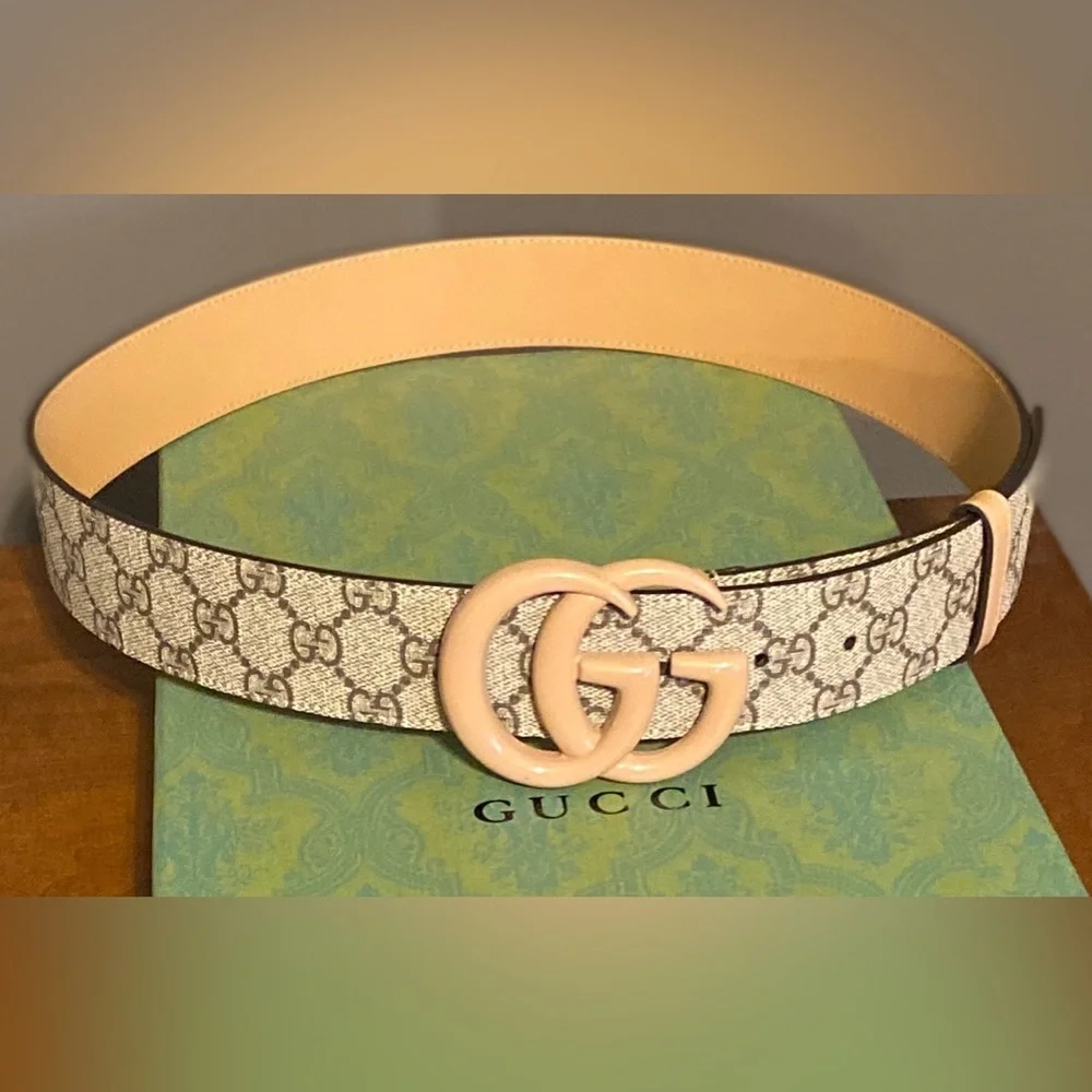 GUCCI Marmont Beige/Tan with “GG” Monogram Belt, Authentic, NIB